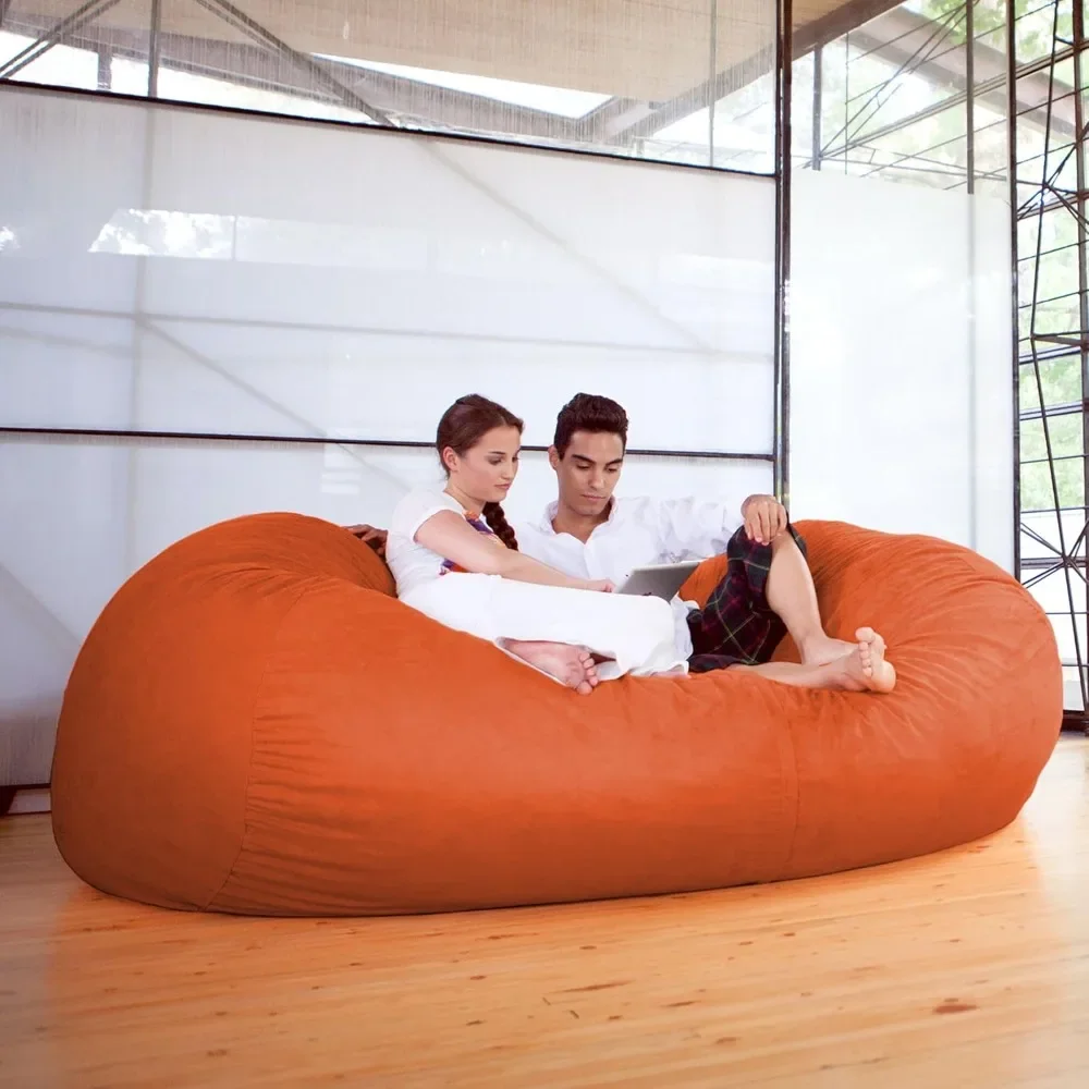 Stylish 7 Foot Bean Bag Sofa in Mandarin Color for Ultimate Comfort