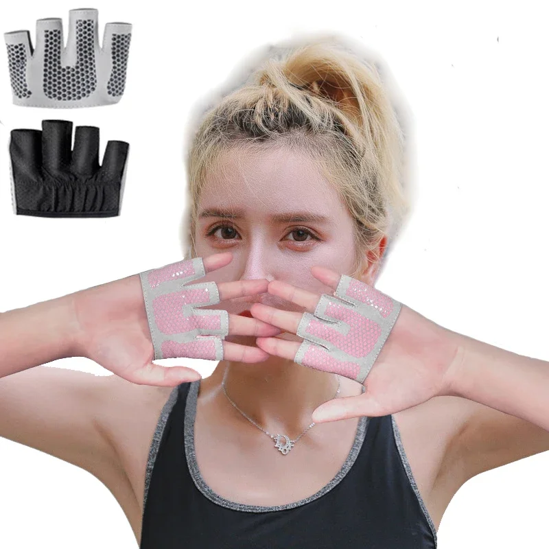 Gym Fitness Half Finger Gloves Men Women Anti-Slip Silicone Workout Glove Pull Up Power Weight Lifting Grips Hand Plam Protector