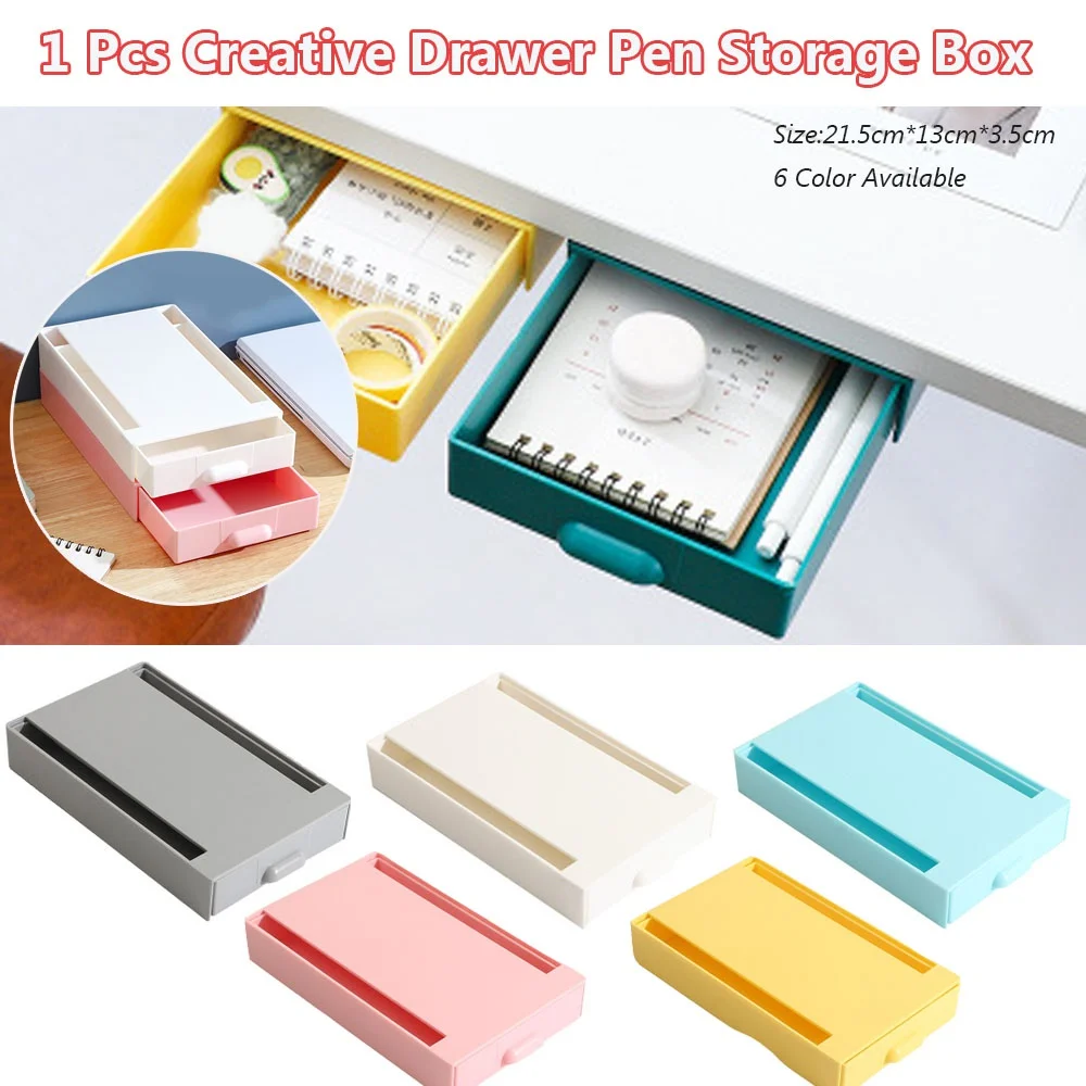 Desk Under Adhesive Drawer-type Pencil Storage Case Hidden Office Stationery Sundries Storage Drawer Box( Not Including Others)