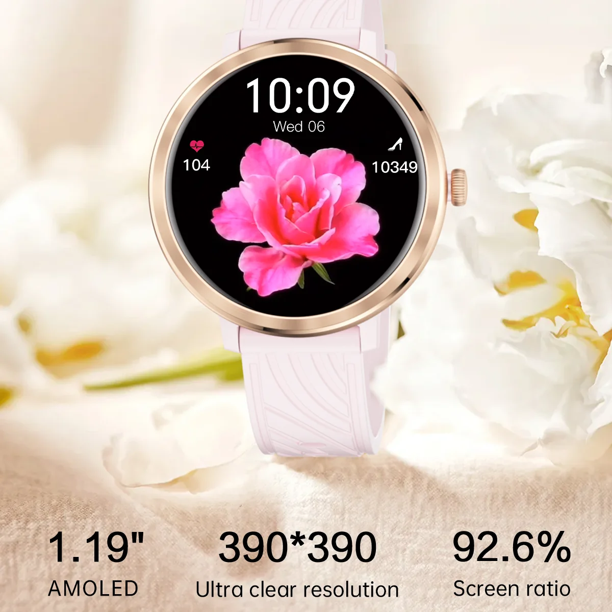 

Модные умные часы Fashion Lady с Bluetooth-вызовами, водонепроницаемые, с AMOLED-экраном 1.19 дюйма, для мужчин и женщин, с измерением пульса, для спорта и фитнеса, с функцией воспроизведения музыки