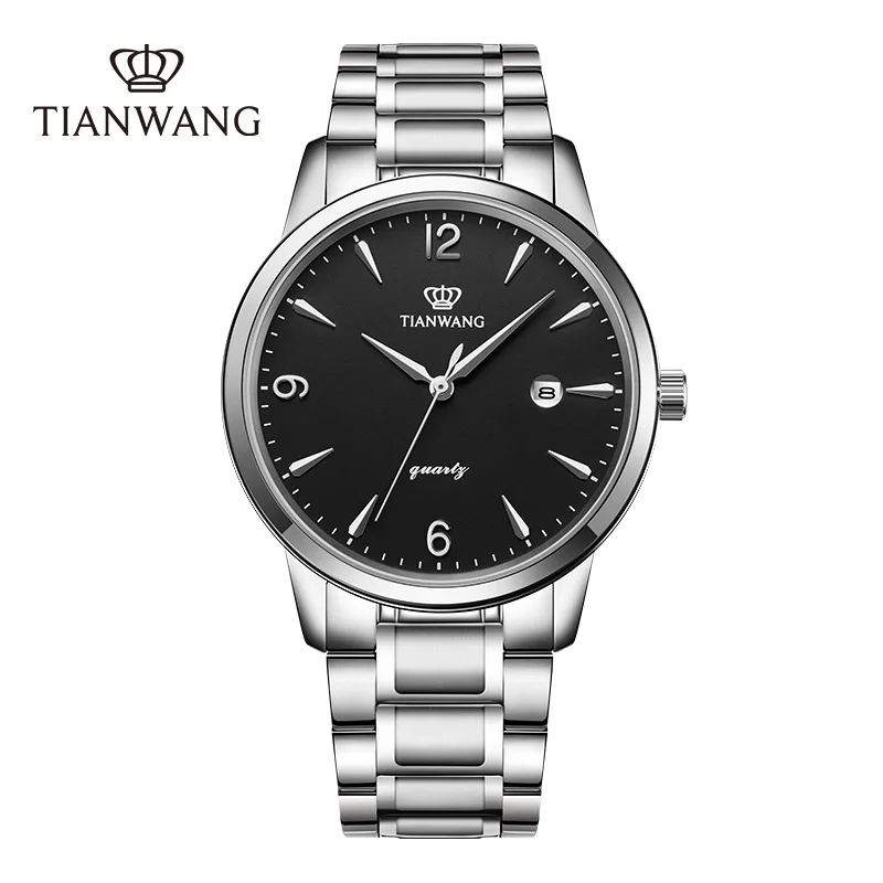 TIAN WANG New Men Watches 39mm Dial Simple Quartz Wristwatch Stainless Steel Waterproof  High-end Business Male Clock For Gifts