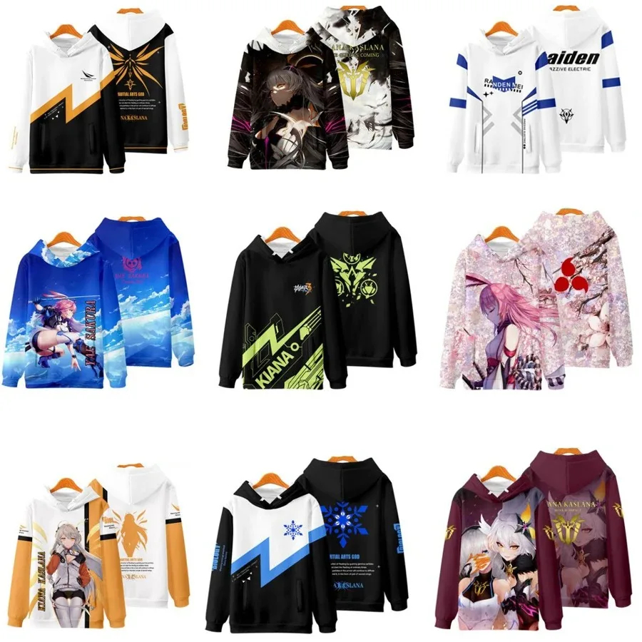 

Anime Honkai Impact 3 Cosplay Costume Kiana Kaslana Raiden Mei Theresa Apocalypse Yae Sakura Fu Hua Unisex 3D Hoodies Sweatshirt