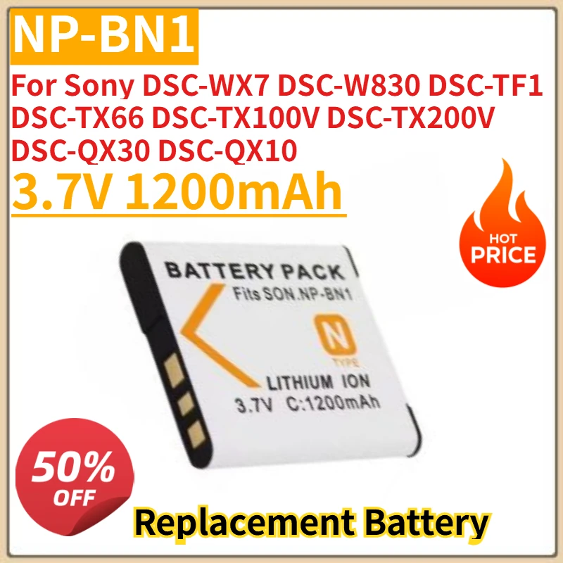

New NP-BN1 NP BN1 Camera Battery 3.7V 1200mAh For Sony DSC-WX7 DSC-W830 DSC-TF1 DSC-TX66 DSC-TX100V DSC-TX200V DSC-QX30 DSC-QX10