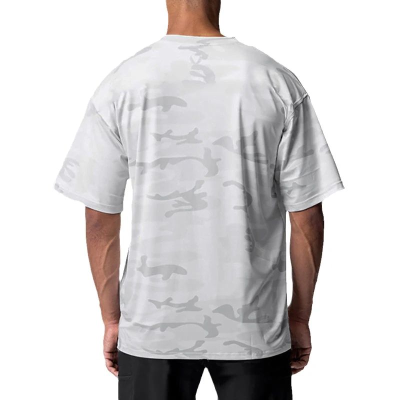 Oversized Loose Short Sleeve Mens Casual Hip Hop Camouflage T-shirt Summer Breathable Quick Dry Mesh Cool Gym Bodybuilding Tees