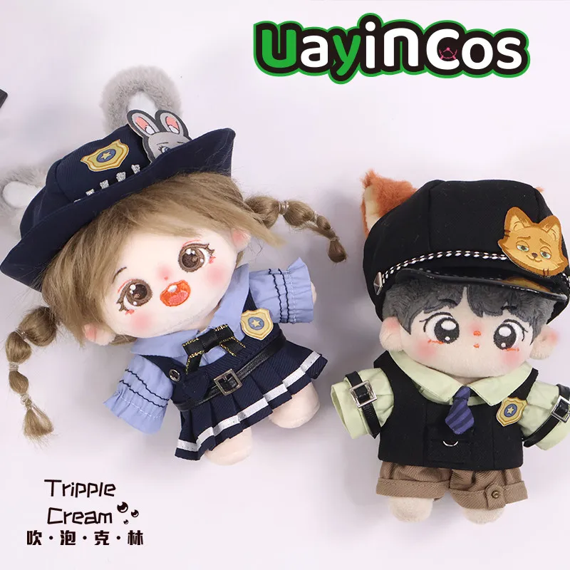 

В наличии 10 см 20 см Кукольная одежда Лиса Кролик Полицейская шляпа Пояс Жилет Галстук Юбка Одежда Костюм Мягкие плюшевые аксессуары для кукол Аниме