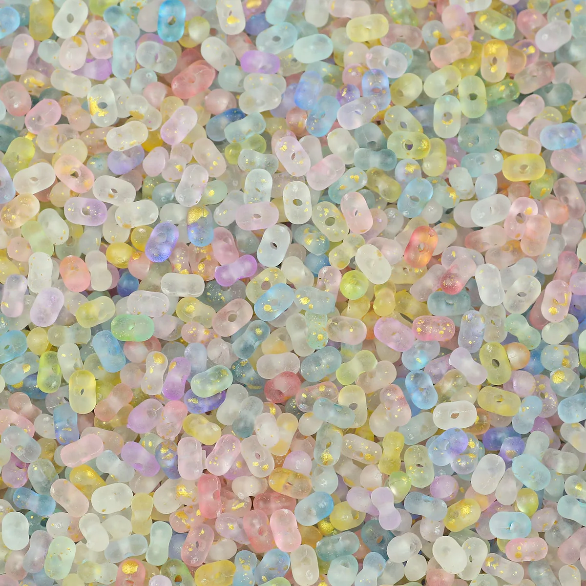 400pcs/Lot 6mm Mixed Color Acrylic Beads With Golden Specks Peanut Shaped For DIY Handmade Jewelry Making Bracelets Necklaces