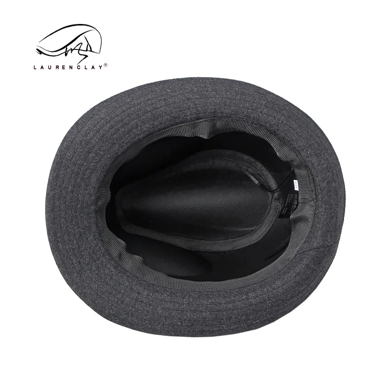 Sombrero de Caballero de estilo británico para hombre, sombrero de copa de lana de Color sólido Simple, sombrero Fedora informal, cálido, talla grande