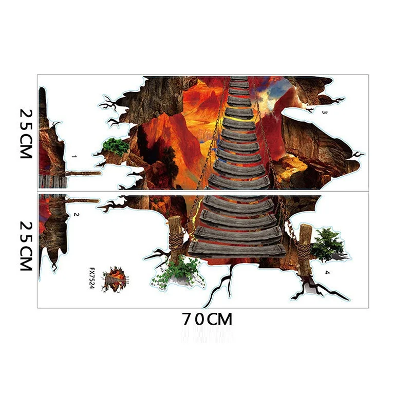 3d Valley Rope Bridge Floor Stickers For Bedroom Living Room Home Decoration Diy Landscape Wall Mural Art Pvc Decals