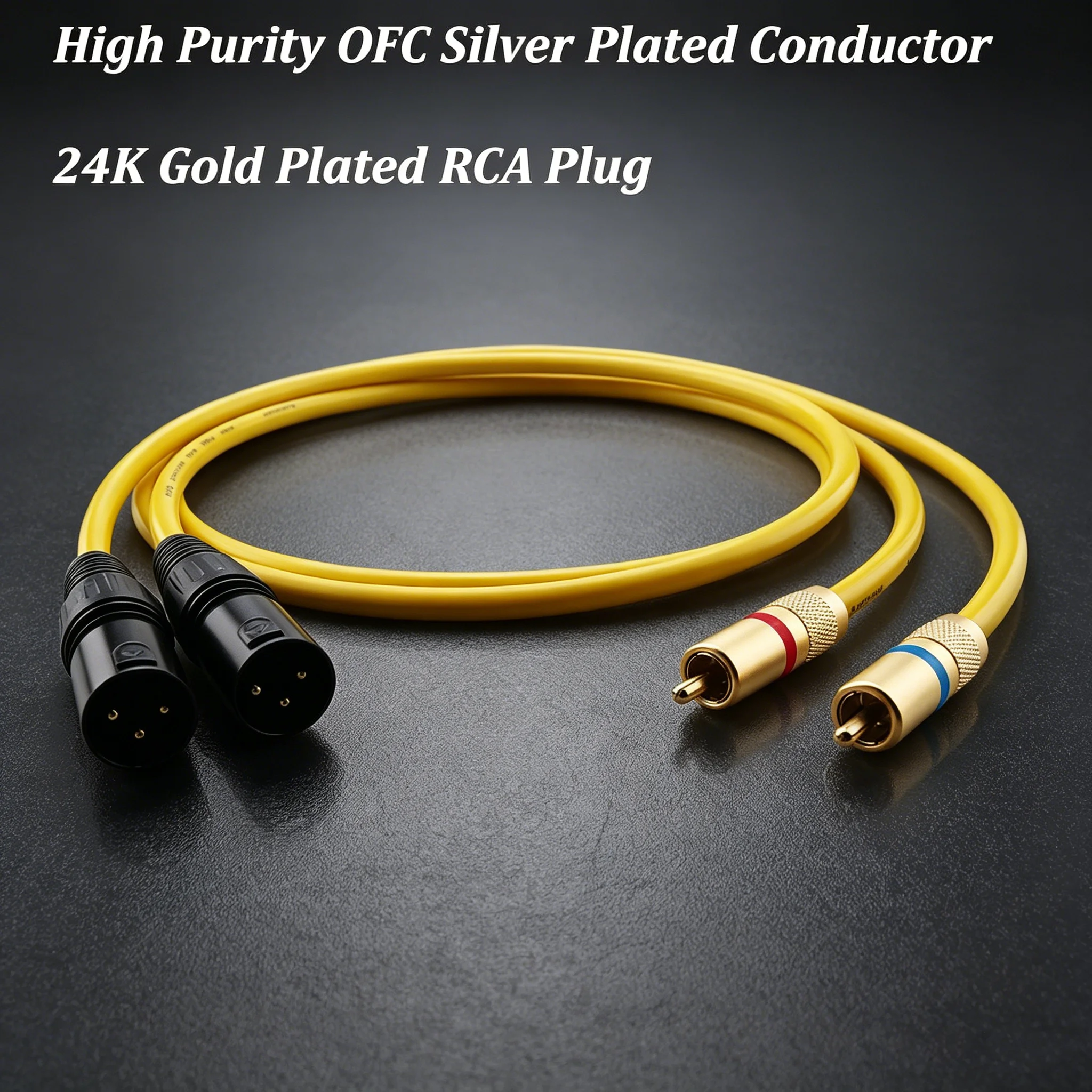 pair Gold-Plated RCA male to 3pin xlr male female HiFi audio Silver Plated Cable