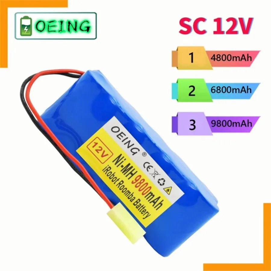 

12V SC Ni-MH 6000mAh Rechargeable Battery for Rowenta, Robot Vacuum Cleaner, 12V, RH5488, RH846301, RH846901, RS-Rh5205