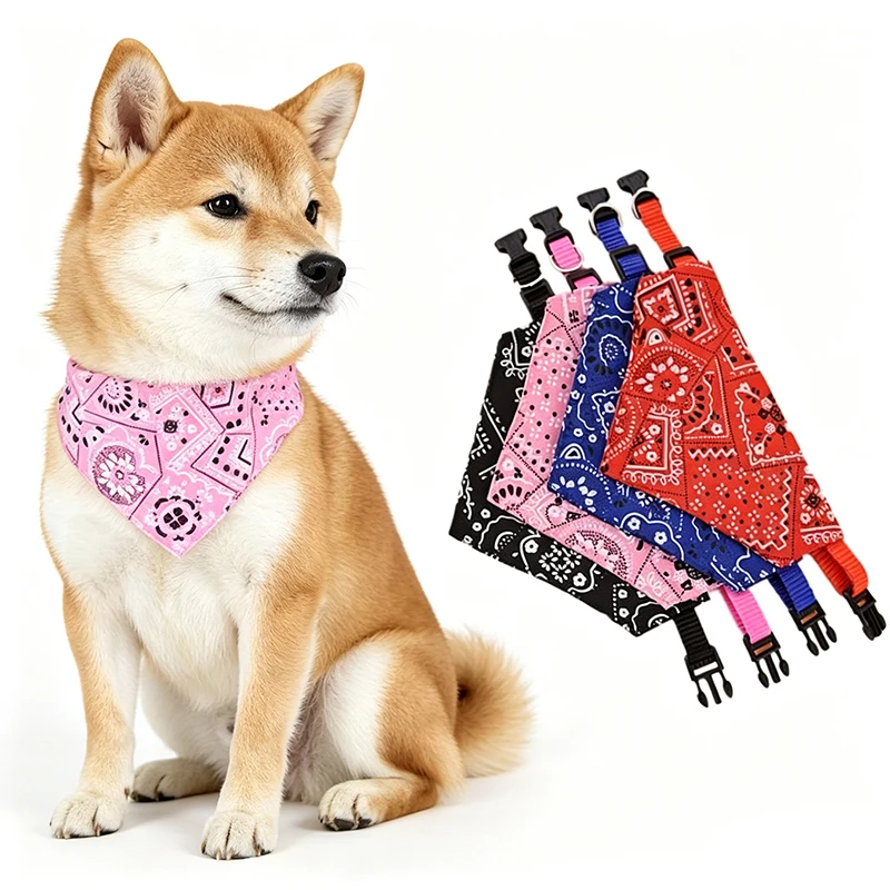 Pet Triangle Bandana Adjustable Dog Cat Scarf Printed Puppy Neckerchief Collar Bib Saliva Towel Pet Grooming Accessories