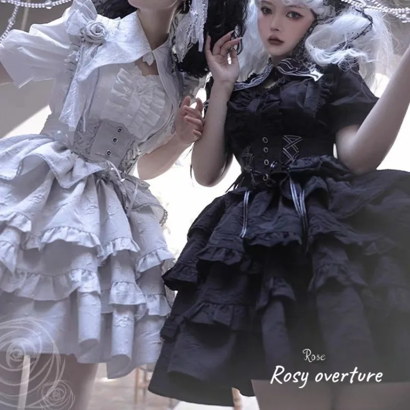 NONSAR Japanese Dark Gothic Lolita High Waist Fishbone Slim Mini Skirt Summer New Sweet Y2k Girls Versatile Solid Color Skirts