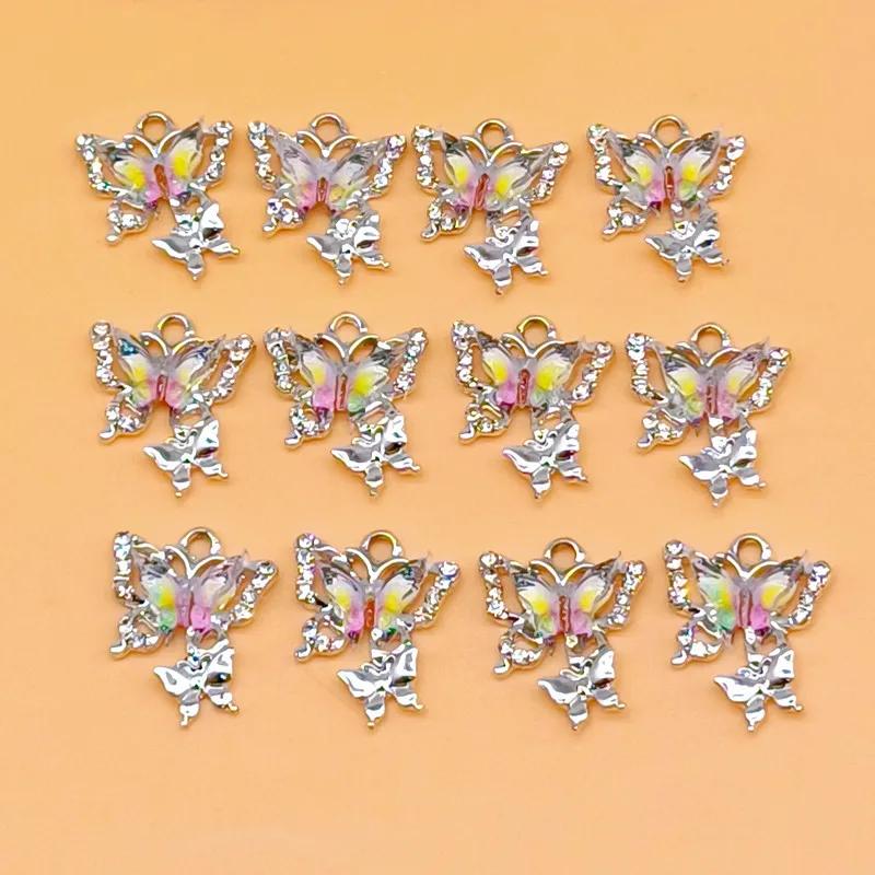 12pcs Brilliant Clear Crystal Butterfly Charms Butterfly Pendants for DIY Jewelry Making High Quality Charms Accessories Trinket