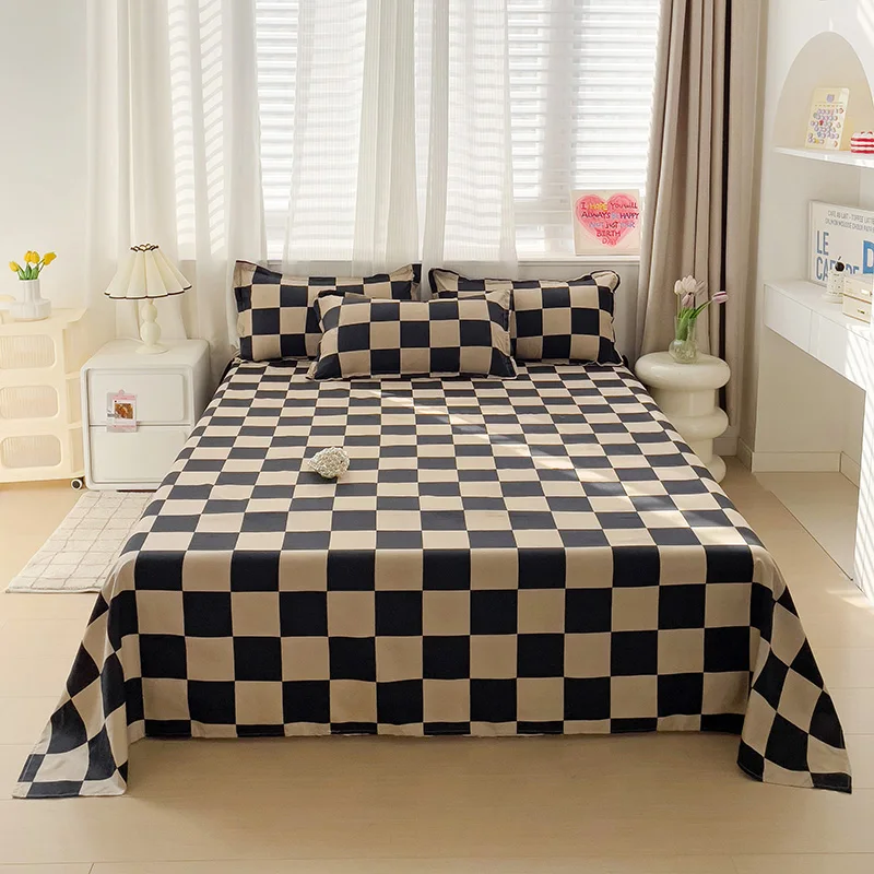 Bed Sheets Flat Printing Skin-friendly Washed Mattress Cover Comfortable Bedspread Twin Queen Full Size Durable Nordic Style