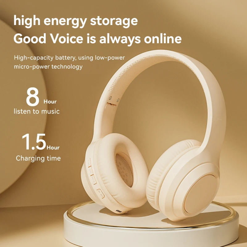 Headset Suara Stereo Stereo Headphone Bluetooth Nirkabel Earphone Gamer Olahraga Pengurang Kebisingan Over-Ear dengan Mikrofon HD bebas genggam