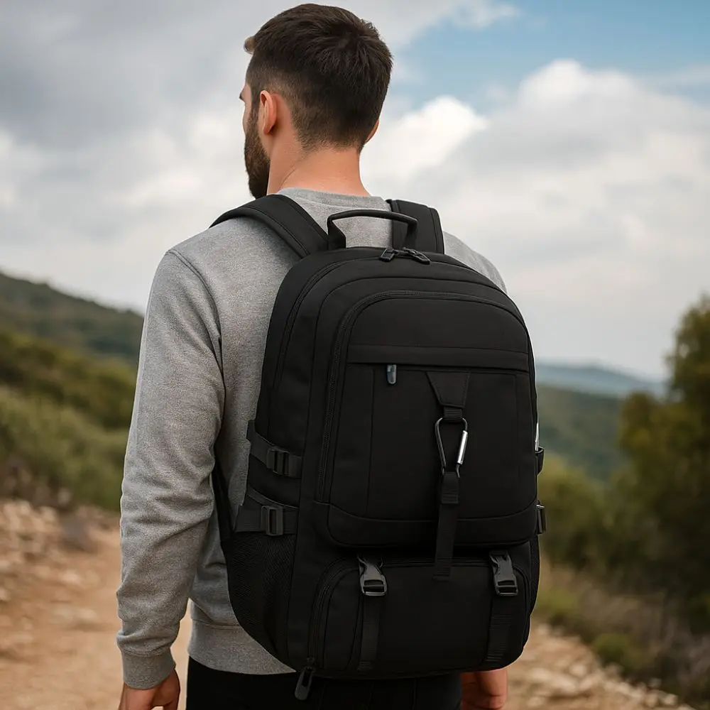 50L/80L Capacity Travel Backpack Waterproof USB Charging Port School Bag Separate Shoe Compartment Adjustable Straps