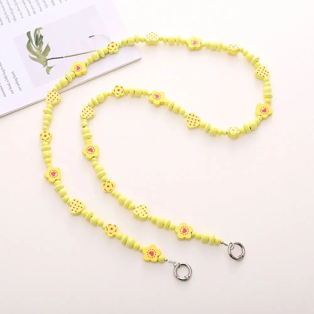 

Ремешок для мобильного телефона через плечо, ремешок для мобильного телефона с защитой от потери, длинная цепочка из бисера, сладкий цвет, нерегулярная