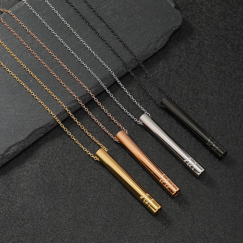 Crossline – pendentifs de méditation, sifflet, en acier inoxydable, respirant, anti-Stress, collier, bijoux à la mode