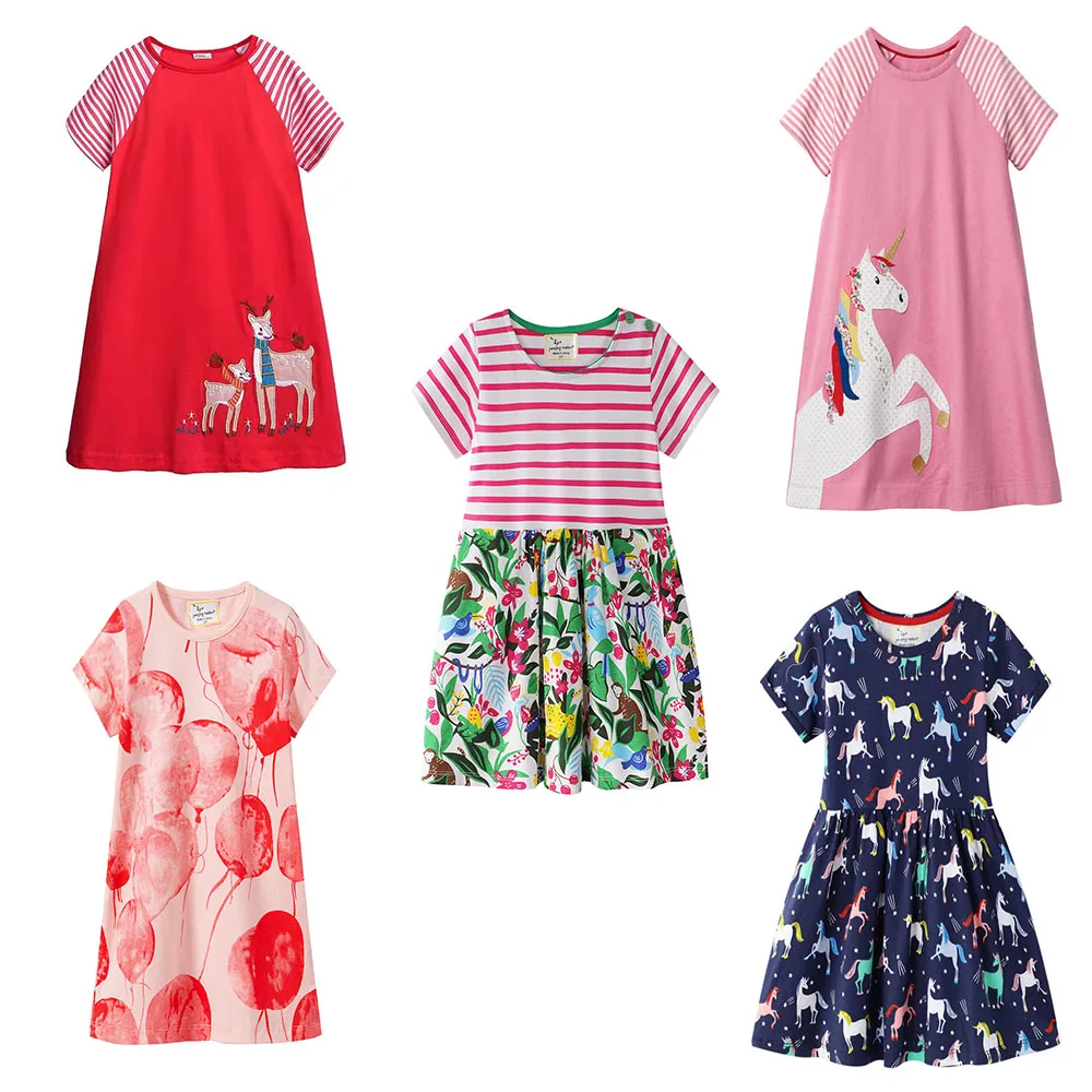 Jumping Meters 18M-7T Princess Girls Dresses Unicorn Birthdays Frocks Hot Selling Baby Clothing Short Sleeve Summer Kids Wear