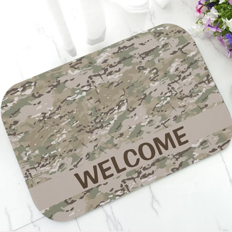 Military Army Camo Camouflage Welcome Door Mat for Front Door Entrance Floor Camo Doormat Nonslip Washable Rug Carpet Home Decor