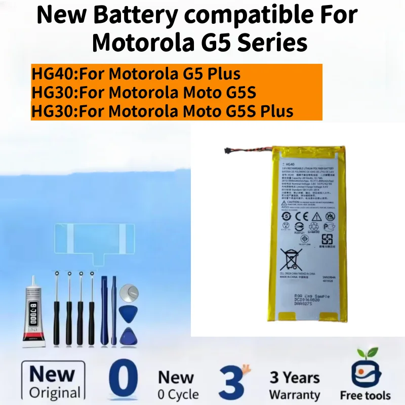 Nueva batería compatible con Motorola Moto G5 Plus HG40/ Moto G5S HG30/ Moto G5S Plus HG30, baterías para teléfonos móviles + herramientas gratuitas