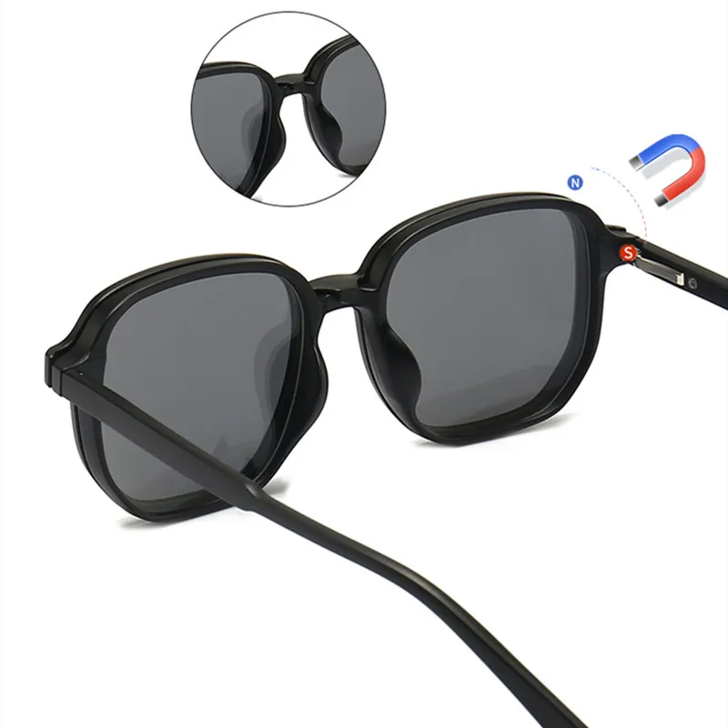 Prescription Glasses With Magnetic Clip-on Sunglasses Men Women Square Frame High Clear Lenses For Myopia And Astigmatism F242