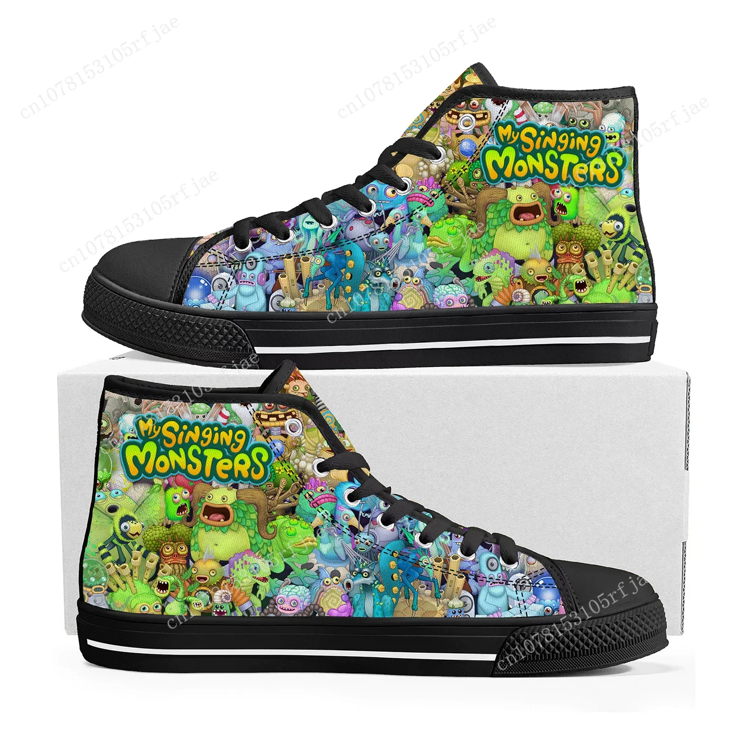 

My Singing Monsters High Top Sneakers Cartoon Game Mens Womens Teenager High Quality Canvas Sneaker Custom Built Couple Shoes