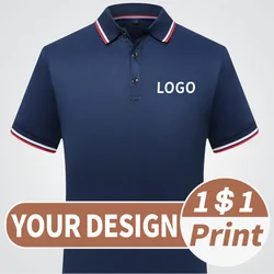 Ice Cool Sky Silk Short Sleeve Polo Shirt Printed Fashion Top Shirt Customized Logo Summer Casual Wear DIY