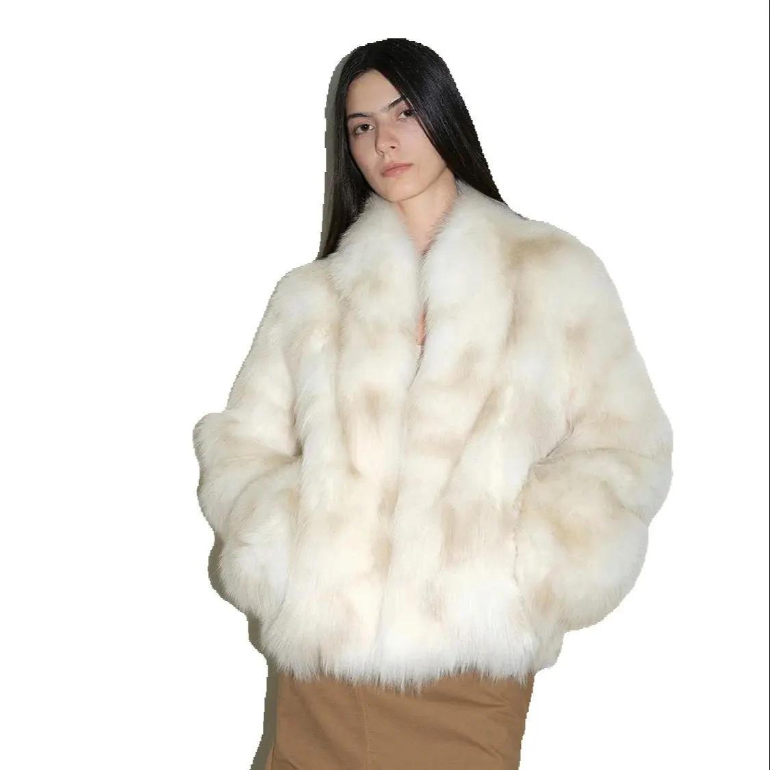 

Sagafurs Polar Snow Coat, двухцветное меховое пальто ручной работы с принтом на зиму