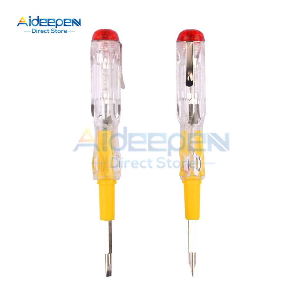 10Pcs New Portable LED Voltage 100-500V Test Pen Tester Flat Screwdriver Socket Detector Screw Driver Repair Electrician Tools