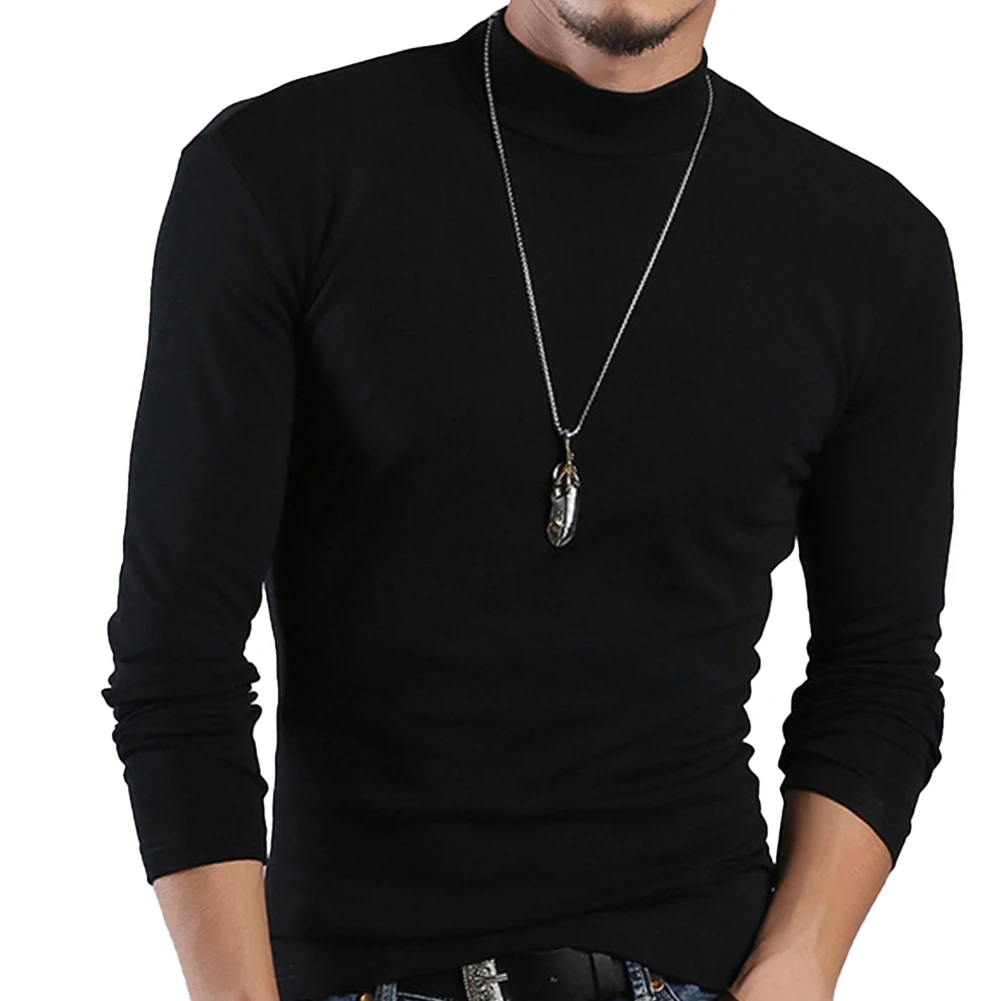 

Shirt Top Brand New Half Turtleneck Long Sleeve Mens Pullover Regular Slim Fit Solid T-Shirt Night Comfy