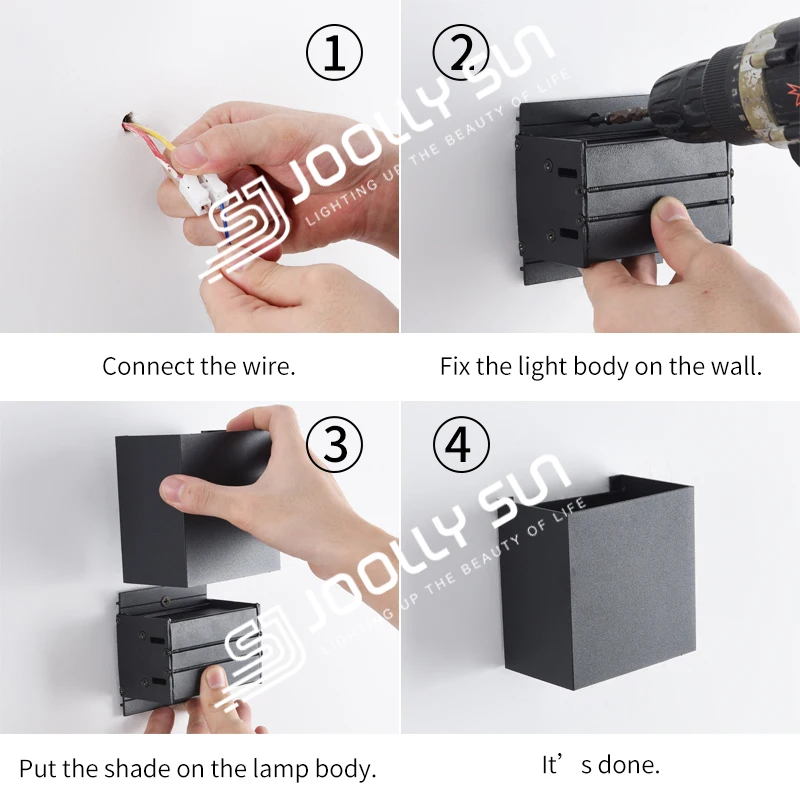 JoollySun-Luz LED de pared para exteriores, iluminación impermeable para decoración del hogar, jardín, balcón, puerta lateral, moderna, AC85-265V