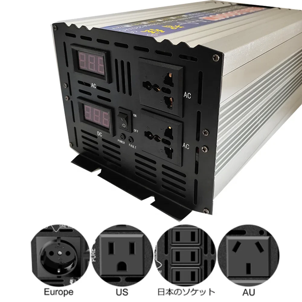 China Factory 5000W Pure Sine Wave Inverter Solar Power  12v 220v DC/AC Converter 24v 48v 110v 50hz Off Grid 