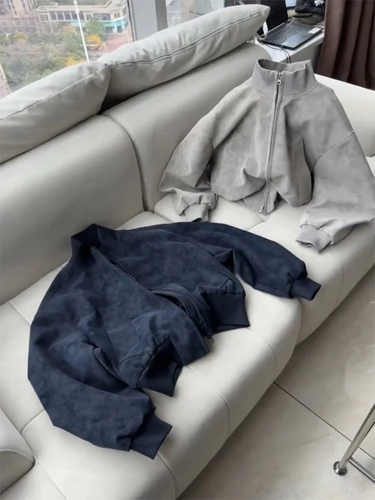 

Мужская куртка-бомбер из окрашенной кожи в американском ретро-стиле, весна-осень, приталенный крой, модная и стильная