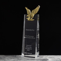 Custom 3D crystal eagle trophy corporate activity school ceremony outstanding employee honor trophy idea