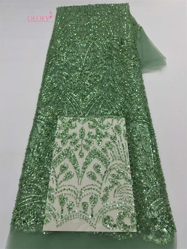 

African Sequins Beaded Groom Lace Fabric High Quality French Tulle Lace Fabric 2026 Embroidery Nigerian Lace Fabrics Sewing