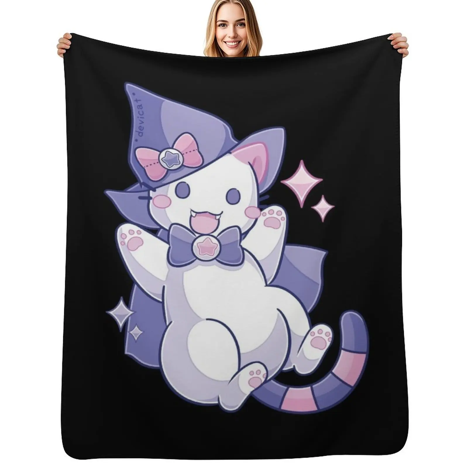

CandiCat Witch  2024 Throw Blanket Picnic For Decorative Sofa Hairy Blankets For Sofas Blanket