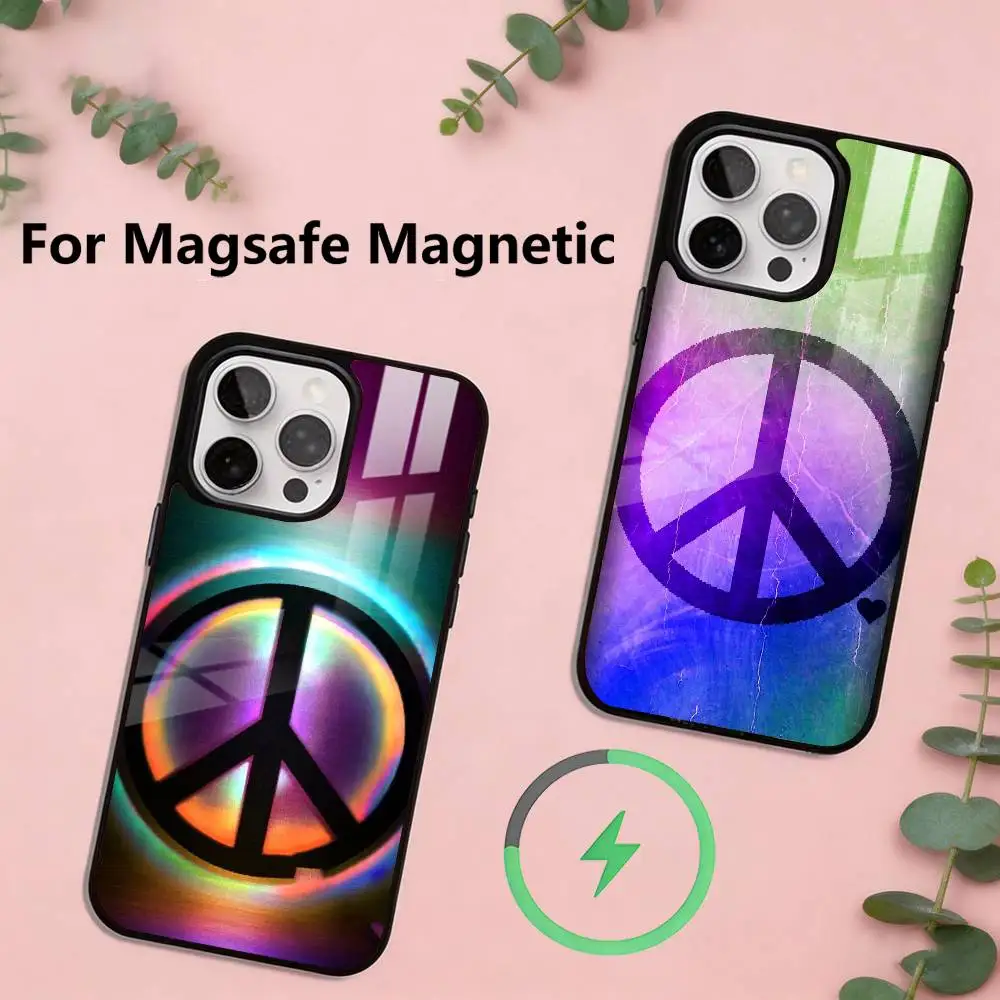 

P-Peace S-Sign Phone Case For iPhone17,16,15,14,13,12,11 Plus,Pro Magnetic with Magsafe Wireless Charging