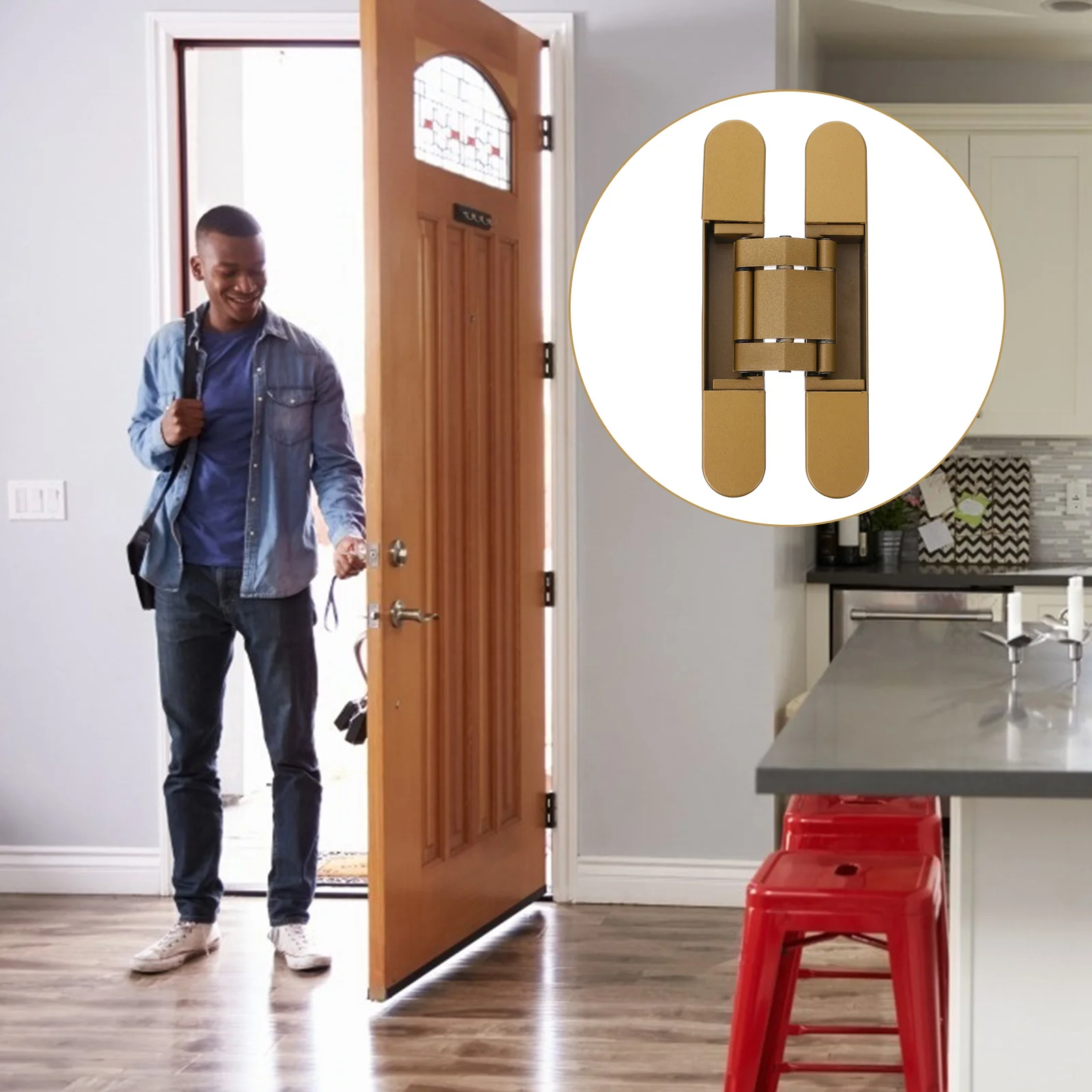 

Invisible Door Hinge 180 Degree Swing Adjustable Concealed Hinges for Cabinet Doors Furniture Hardware No Trace Design Heavy