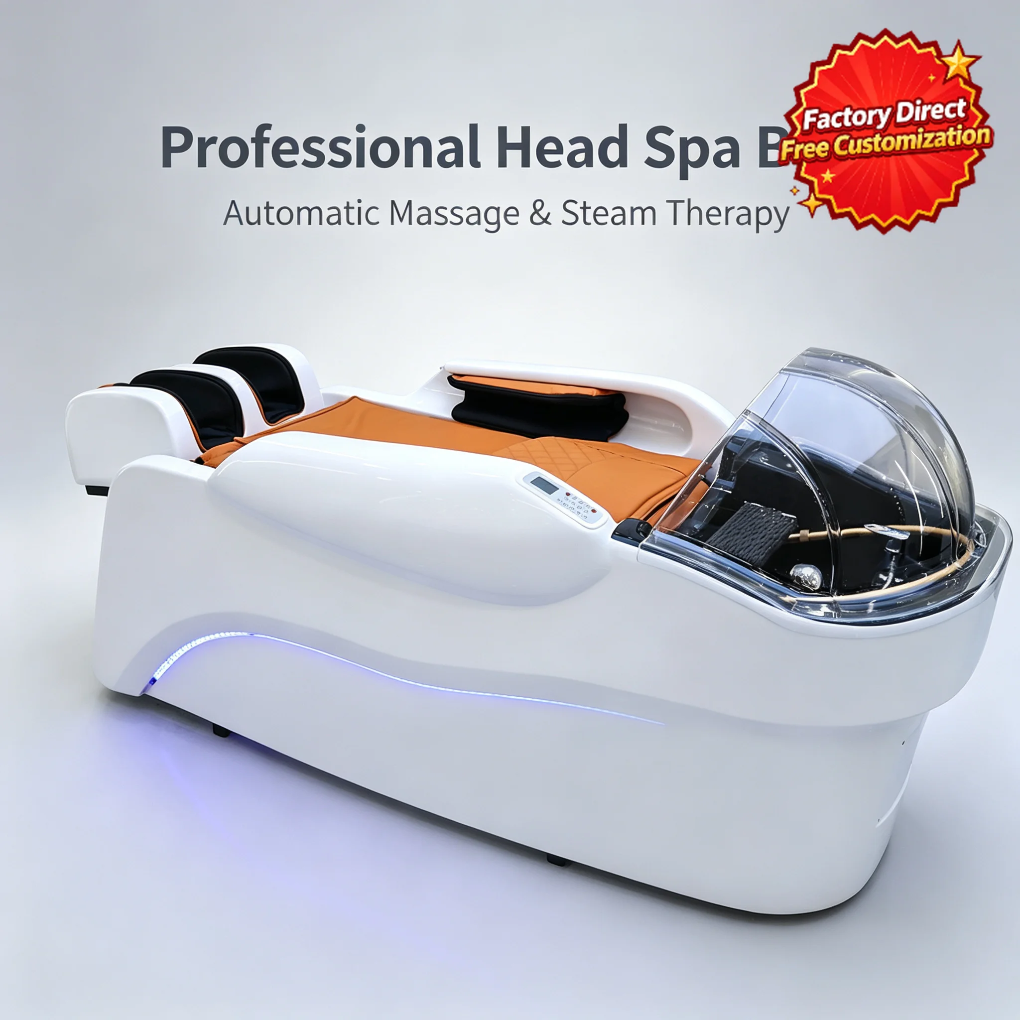 Ceramic Basin Shampoo Massage Bed Water Circulation Reclining Head Spa Salon Furniture for Barbershop Hair Salon