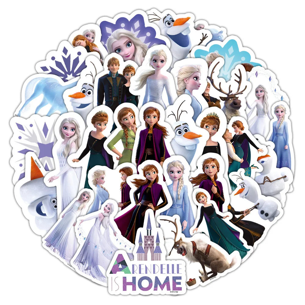 10/30/50pcs Kawaii Disney Cartoon Frozen Stickers Cute Princess Anna Elsa Decals DIY Notebook Skateboard Guitar Laptop Kids Toy