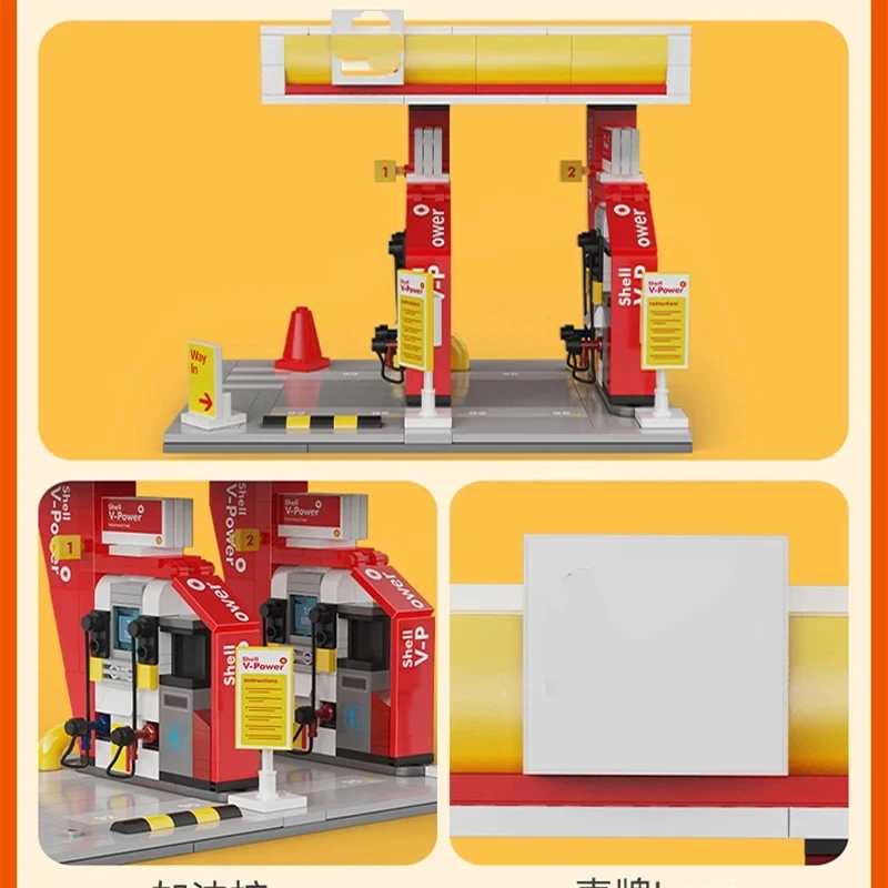 CaDA MOC City Retail Station Gas Station Car Wash seria Klocki Model Sklepów Wygodnych Zabawki dla Dzieci Prezenty