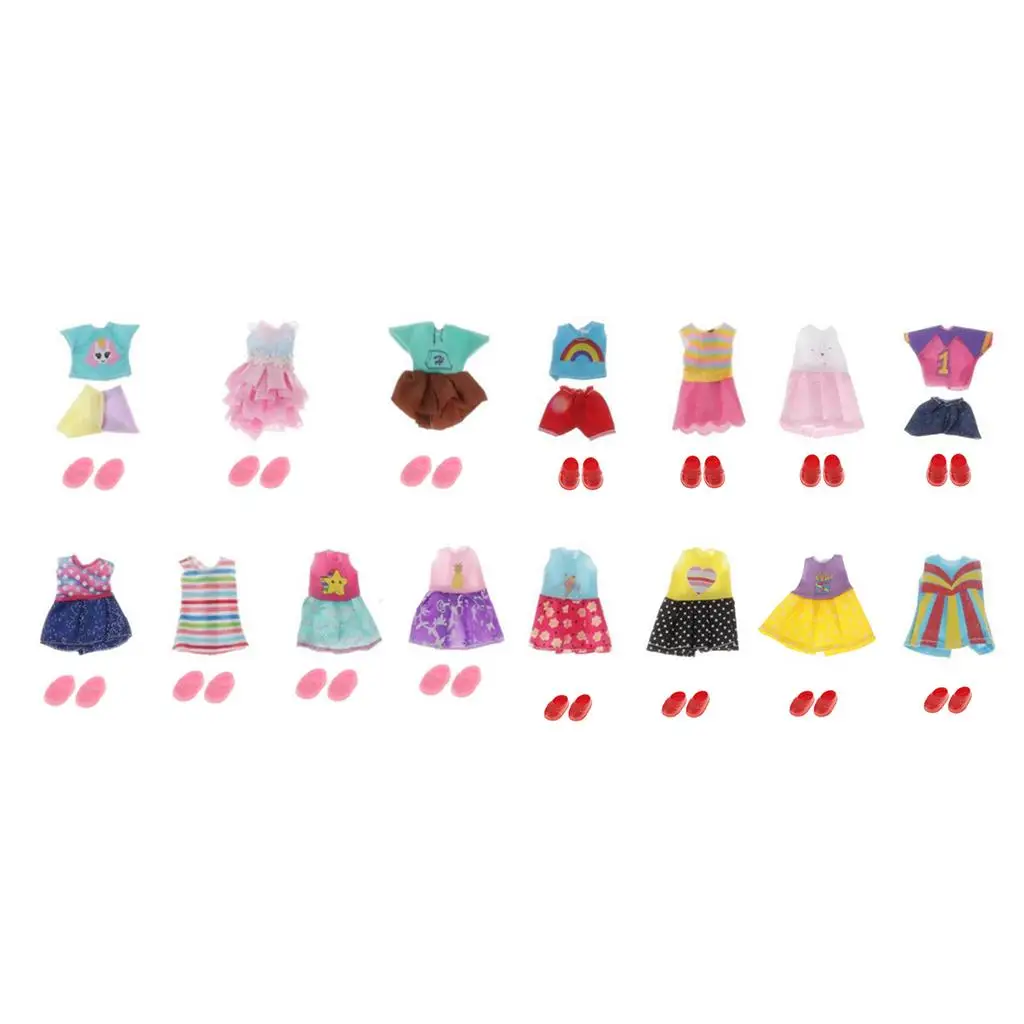 

Kids Toy Fashion Dresses Clothes Outfit for Dolls 15 Set Multicolor Cloth Dress Daily Outfits Accessories for 6 Inch Doll