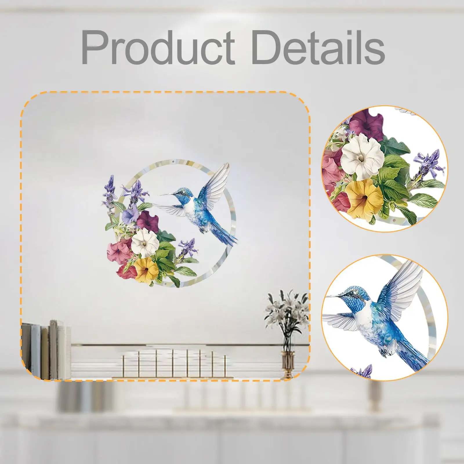 Hummingbird Wall Art Trendy Birthday Gift Collection Creative Bird Wall Art Decor for Fence Entryway Hotel Wedding Dining Room