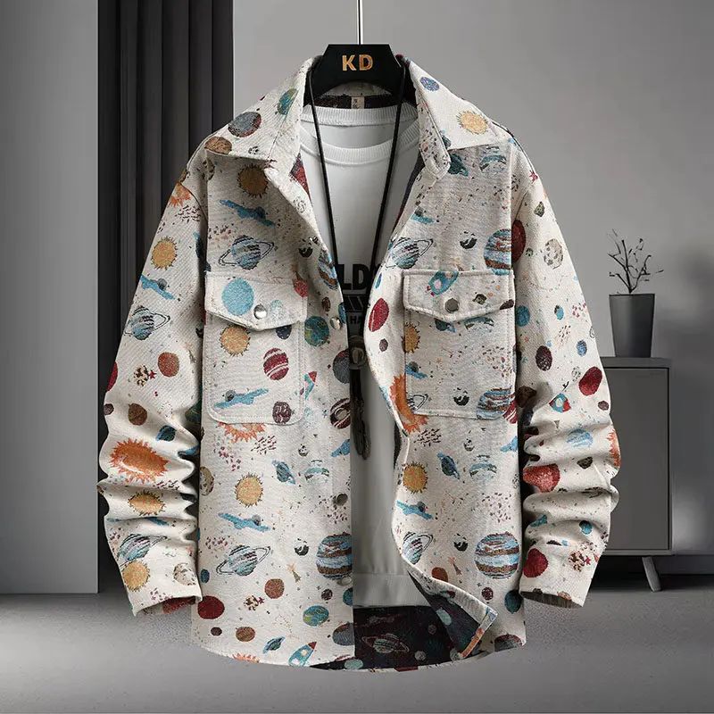 

Весенняя мужская рубашка с яркими узорами и принтом, рубашки с длинным рукавом, мужские толстые теплые повседневные куртки, мужская одежда, рубашка для мужчин M-4XL