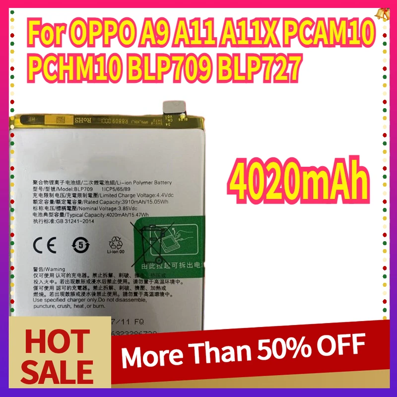 New Battery for OPPO A9 A11 A11X PCAM10 PCHM10 BLP709 BLP727 4020mAh