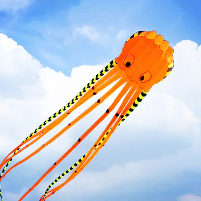 Cometa de pulpo a rayas 3D de 8m para adultos, cometa inflable suave de Animal grande, juguete a prueba de roturas para niños, herramienta voladora para deportes al aire libre