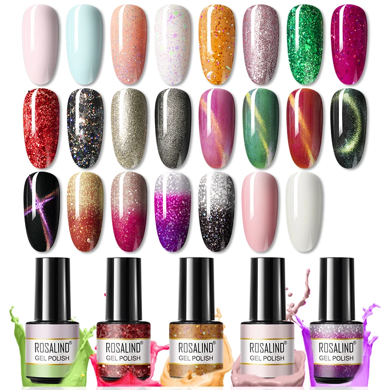 ROSALIND 5 ml/8 ml Gel Nagellak Losweken Semi Permanente Base Top Coat Vernis Manicure Langdurige Gel Nodig UV Cure