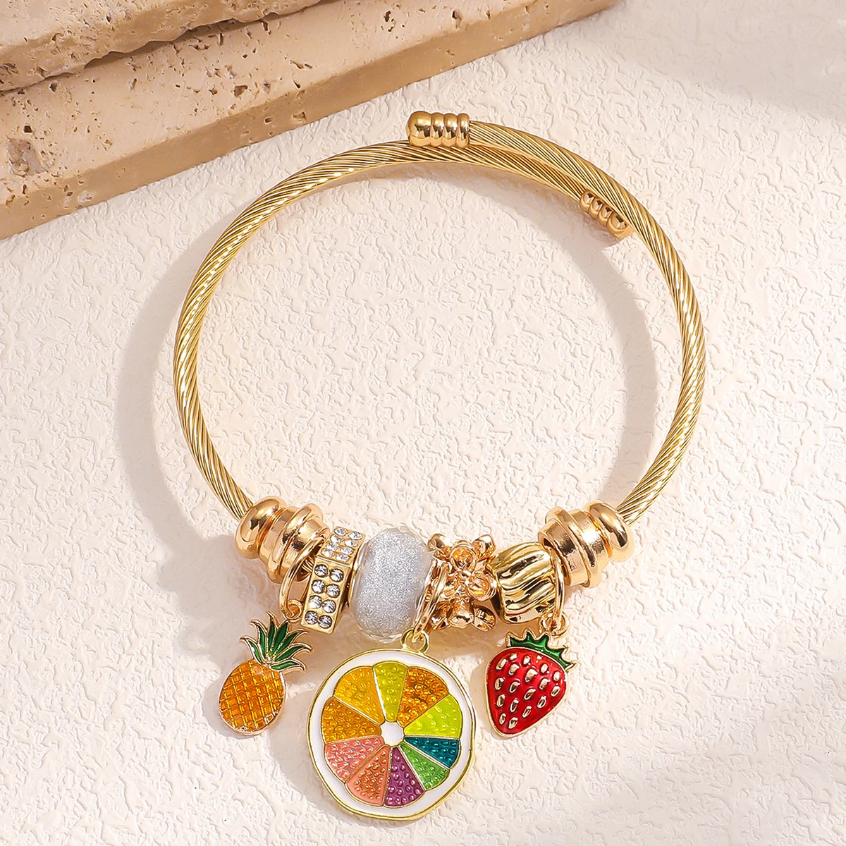 1PC Women\'s Fashion Pan Family Multi Element Summer Fruit Beaded Bracelet, Date, Travel Banquet, Party, Festival Dressing Gifts