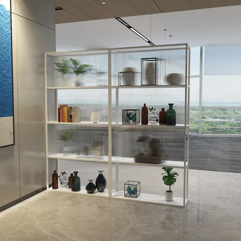 Office Company Partition Wall Storage Display Cabinet Office Area Flower Rack Hotel Modern Simple Changhong Glass Screen